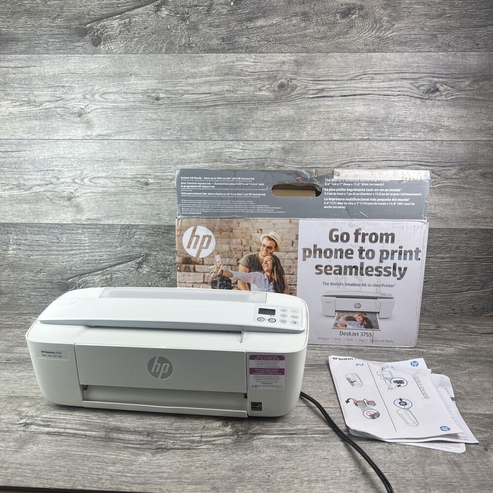 HP DeskJet 3755 Wireless All-in-One Inkjet Printer White New Open Box